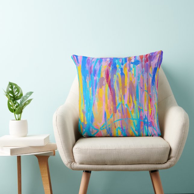 Vibrant Cascade Throw Pillow (Chair)