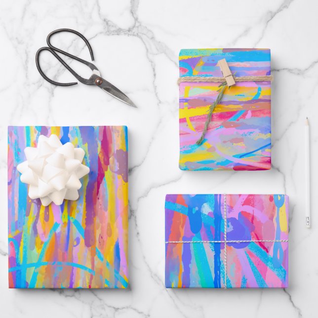 Vibrant Cascade Wrapping Paper Sheet (Front)
