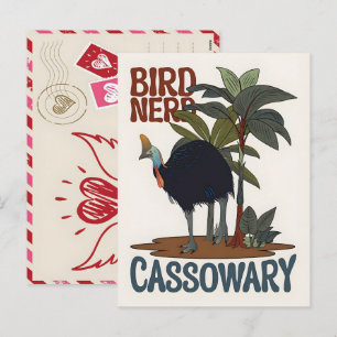 Vibrant Cassowary Bird Art Tropical Jungle Illustr Holiday Postcard