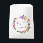 Vibrant Casual Magenta Violet Yellow Favour Bag<br><div class="desc">Elements: tropical floral wreaths surrounding your names an tetail. Names are in a whimsical script, while details are in a modern sans serif font. Colours: purple, pink, yellow, green, orchid, plum, magenta, fuschia, lemon, Themes: bright, tropical, beach, destination, romantic, bohemian, cheerful, modern, casual. Collection: Vibrant Casual Magenta Violet Yellow Wedding...</div>