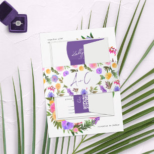 Vibrant Casual Magenta Violet Yellow Invitation Belly Band