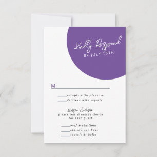 Vibrant Casual Magenta Violet Yellow RSVP Card