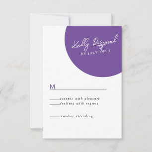 Vibrant Casual Magenta Violet Yellow RSVP Card