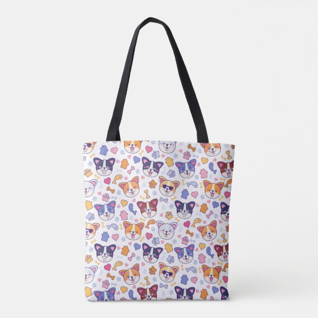 Vibrant Cat & Dog Faces Tote Bag (Back)