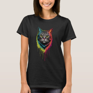 Vibrant Cat with Curious Eyes T-Shirt