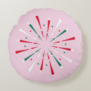Vibrant Celebration Confetti, Fireworks  Round Pillow