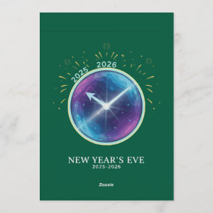 Vibrant Celestial Clock New Year's Eve 2026 Party Invitation
