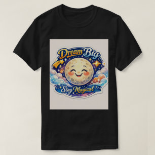 Vibrant Celestial Magic Smiling Moon & Stars T-Shirt