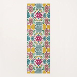 Vibrant Celtic Heart & Knot Floral Symphony Yoga Mat