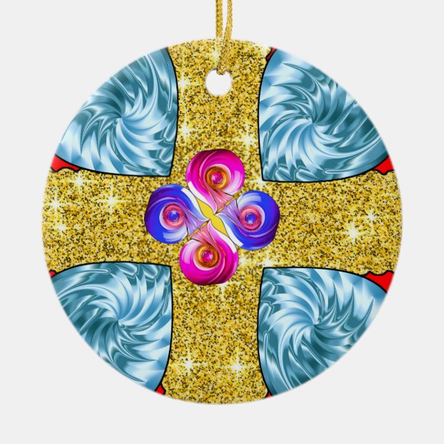 Vibrant Ceramic Circle Ornament (Front)