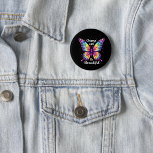 Vibrant 'Change is Beautiful' Butterfly 2 Inch Round Button