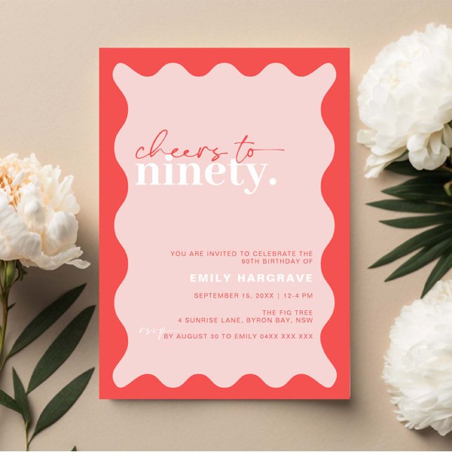 Vibrant Cheers to Ninety 90th Birthday Party Invitation (Creator Uploaded)