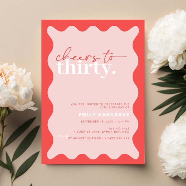 Vibrant Cheers to Thirty 30th Birthday Party Invitation (Creator Uploaded)