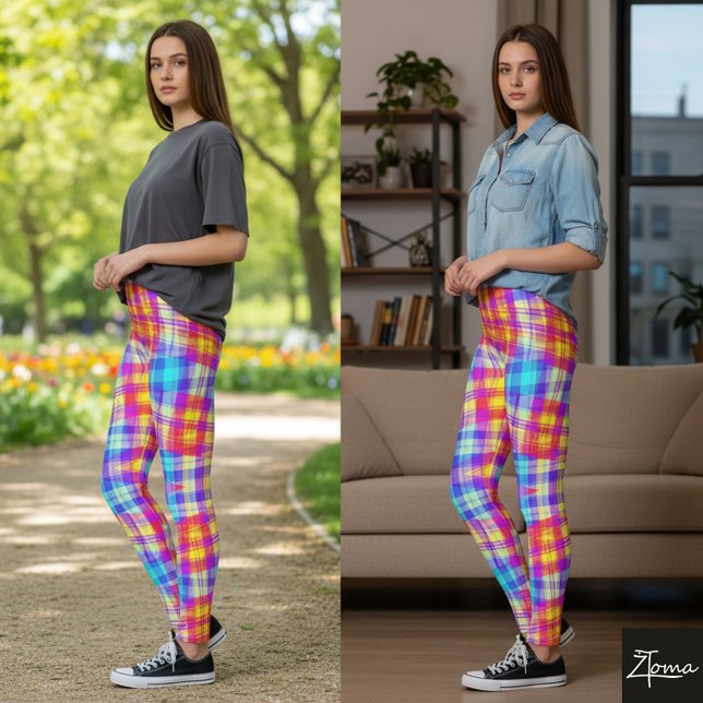 vibrant chequered leggings (Creator Uploaded)