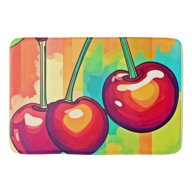 Vibrant Cherry Art Bath Mat (Front)