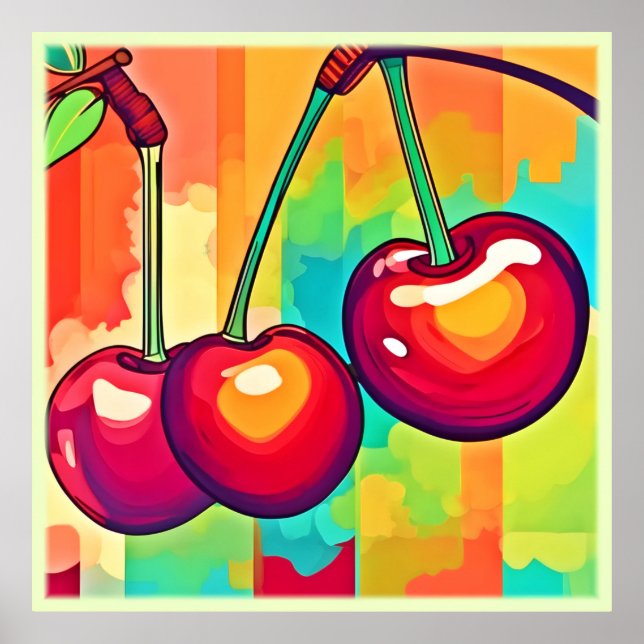 Vibrant Cherry Art Poster (Front)
