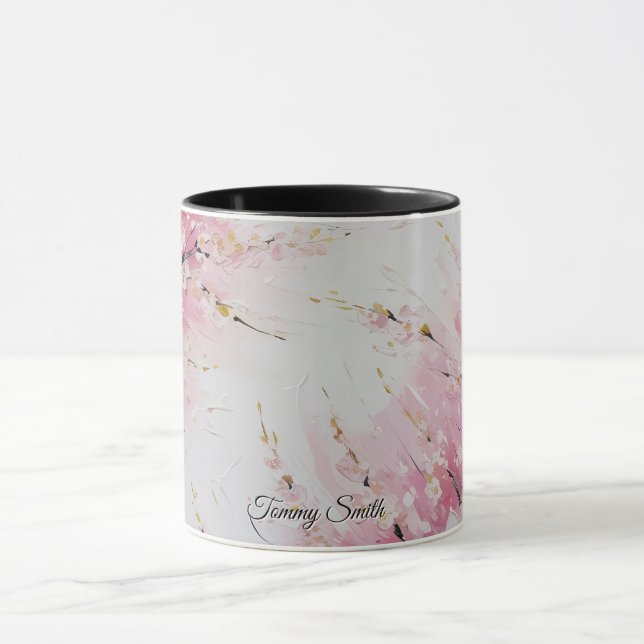 Vibrant Cherry Blossom Abstract Art Mug (Center)