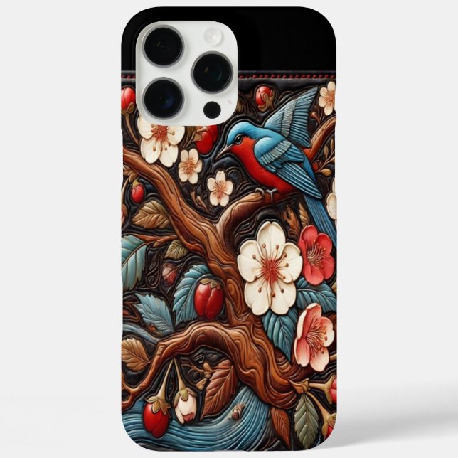 Vibrant Cherry Blossoms and Bluebird Scene Case-Mate iPhone Case (Back)