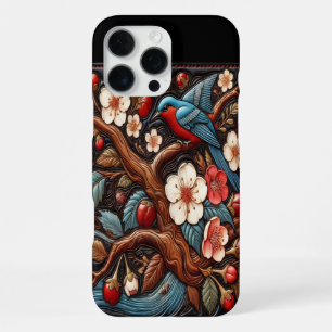 Vibrant Cherry Blossoms and Bluebird Scene iPhone 16 Pro Max Case