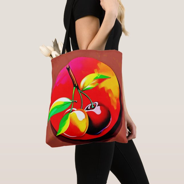 Vibrant Cherry Duo Tote Bag (Close Up)