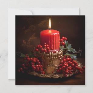 Vibrant Christmas candle holiday greeting card