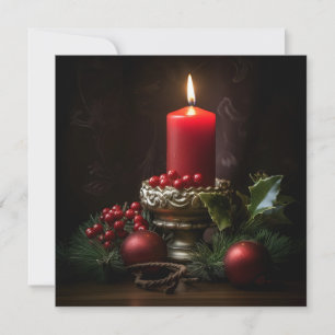 Vibrant Christmas candle holiday greeting card