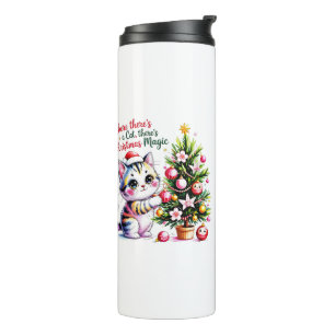 Vibrant Christmas Cat - Cute Pet Parent Accessory Thermal Tumbler