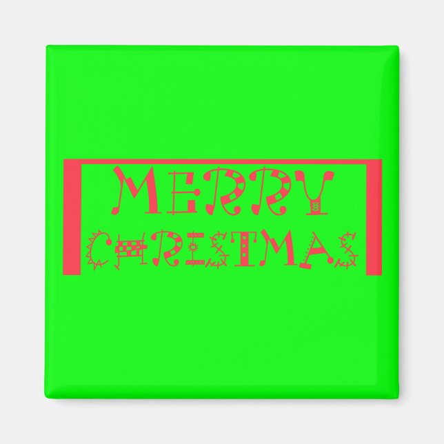 Vibrant Christmas Cheer Merry Christmas Lime Green Magnet (Front)