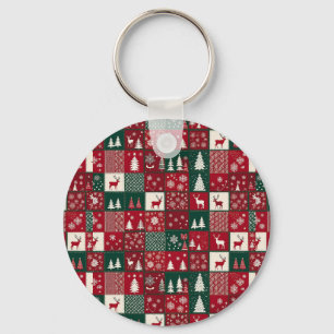 Vibrant Christmas Pattern Keychain