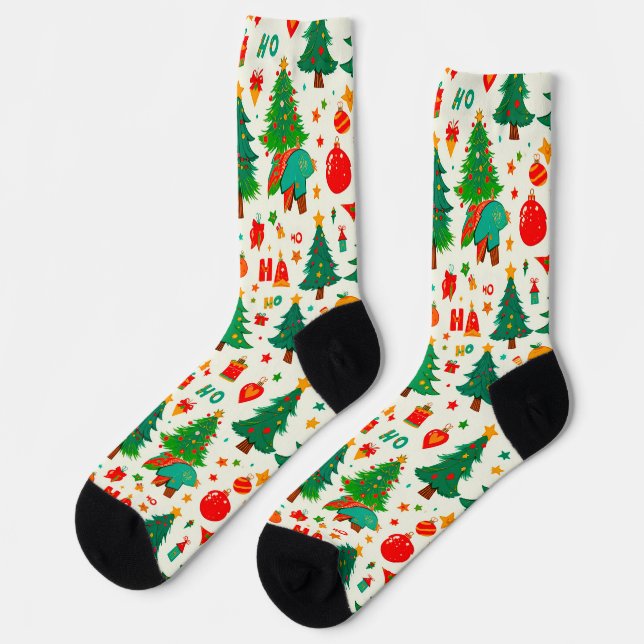 Vibrant Christmas Pattern Socks (Left)