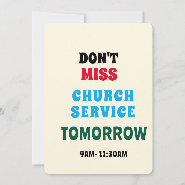 Vibrant Church Service Reminder Invitation (Front)