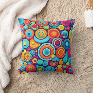 Vibrant Circle Explosion Throw Pillow