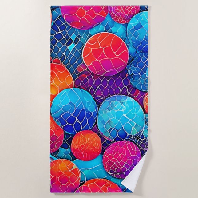 Vibrant Circle Pattern Beach Towel (Front)