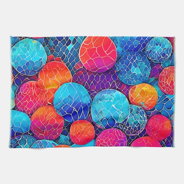 Vibrant Circle Pattern Kitchen Towel (Horizontal)