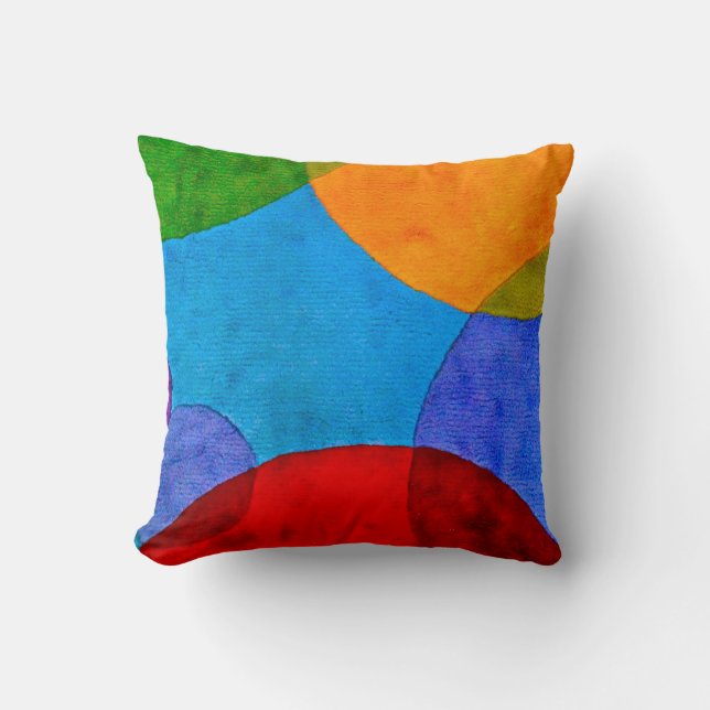 Vibrant Circle Pattern Primary Colours Pillow (Front)