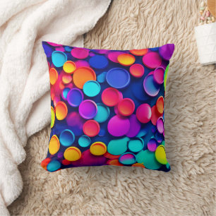 Vibrant Circles Abstract Art Throw Pillow