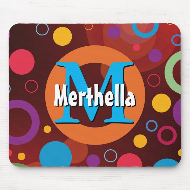 Vibrant Circles Rings Retro Personalized Mouse Pad (Front)