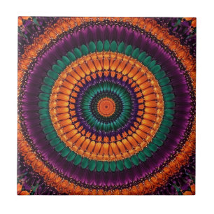 Vibrant Circular Orange, Teal, Purple, Green Tile