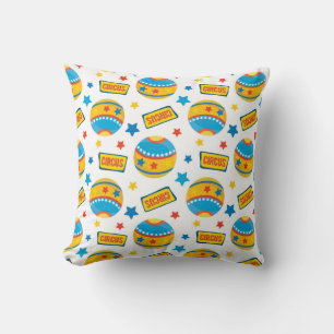 Vibrant Circus Ball and Star Pattern Throw Pillow