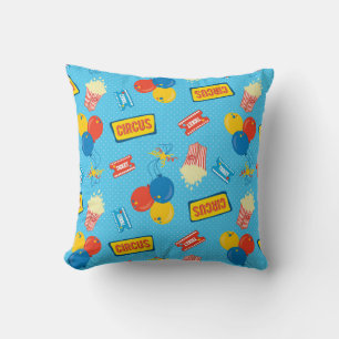 Vibrant Circus Celebration Pattern Throw Pillow