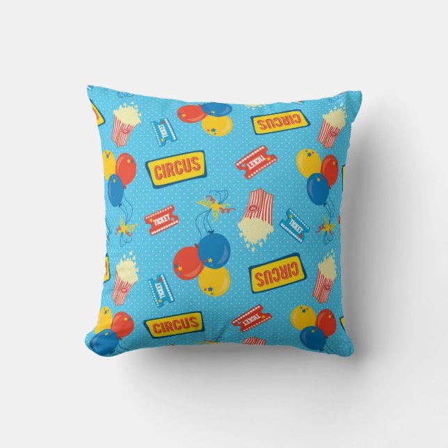 Vibrant Circus Celebration Pattern Throw Pillow (Front)