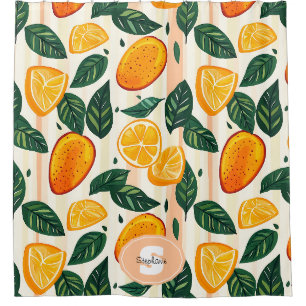 Vibrant Citrus Fruit Pattern with Green Leaves