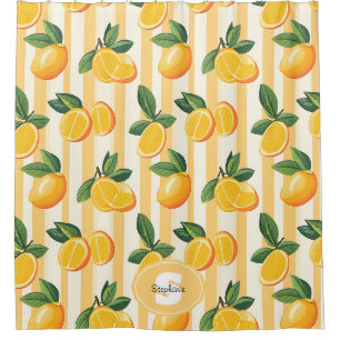 Vibrant Citrus Fruit Pattern with Green Leaves ()