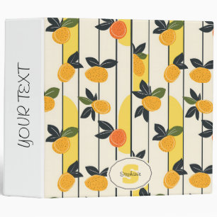 Vibrant Citrus Fruit Pattern with Green Leaves (2) Binder