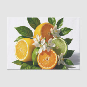 Vibrant Citrus Fruits Blossoms Realistic Tissue Paper