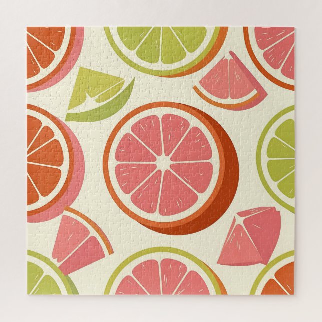 Vibrant Citrus Grapefruit Orange Lime Slices  Jigsaw Puzzle (Vertical)