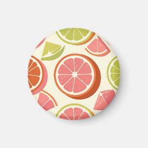 Vibrant Citrus Grapefruit Orange Lime Slices  Magnet
