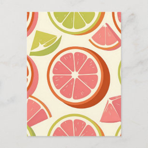 Vibrant Citrus Grapefruit Orange Lime Slices  Postcard