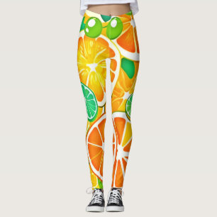 Vibrant Citrus Medley - Fresh & Juicy Slices Leggings