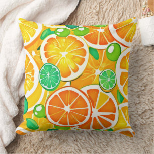 Vibrant Citrus Medley - Fresh & Juicy Slices Throw Pillow